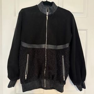 SIR the label – teddy bomber jacket w/ leather detail